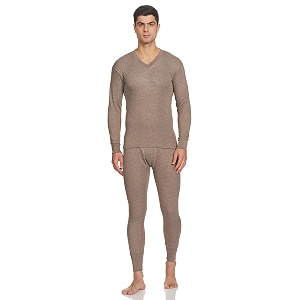 thermocot thermal top and bottom set for men in cotton blend  v-neck winterwear men39s thermal upper and lower set  full sleeves and snug fit  top and bottom set