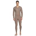 THERMOCOT Thermal Top and Bottom Set for Men in Cotton Blend | V-Neck Winterwear Men's Thermal Upper and Lower Set | Full Sleeves and Snug Fit | Top and Bottom Set