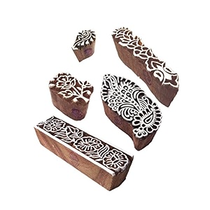rural designs border and assorted wooden printing blocks set of 5