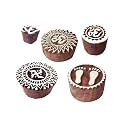 Rural Shapes Religious and Round Wooden Stamps for Printing (Set of 5)