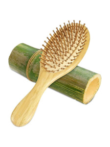 ruri bamboo wooden paddle hair brush for men women