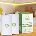 Rusabl Bamboo Kitchen Towel Roll for Cleaning | 100 Reusable Sheets | Not a Tissue Paper Roll, Kitchen Cloth | Eco-friendly and Biodegradable | Chlorine-free (11" x 12" Perforated Sheets) (Pack of 2)