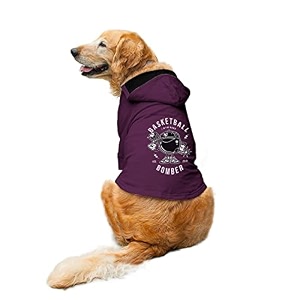 ruse basketball bomber printed solid full sleeves autumn winter dog hoodie jacket purpleblack medium chubby pugs beagle etc