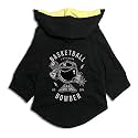 Ruse Basketball Bomber Printed Solid Full Sleeves Autumn Winter Dog Hoodie Jacket (Charcoal Grey/Yellow, /Medium (Chubby Pugs, Beagle etc.)