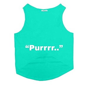 ruse summer cat t-shirt purr printed cotton sleevless cat tank t-shirtteeaqua greensize-medium