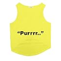 Ruse Summer Cat T-Shirt Purr Printed Cotton Sleevless Cat Tank T-Shirt/Tee.Yellow/Size:-Medium