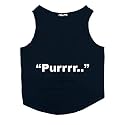 Ruse Summer Cat T-Shirt Purr Printed Cotton Sleevless Cat Tank T-Shirt/Tee.Navy/Size:-Small