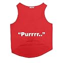 Ruse Summer Cat T-Shirt Purr Printed Cotton Sleevless Cat Tank T-Shirt/Tee.Poppy Red/Size:-Small