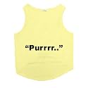 Ruse Summer Cat T-Shirt Purr Printed Cotton Sleevless Cat Tank T-Shirt/Tee.Lemon Tonic/Size:-Large