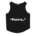 Ruse Summer Cat T-Shirt Purr Printed Cotton Sleevless Cat Tank T-Shirt/Tee.Black/Size:-Small