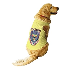 ruse summer dog t-shirt rockstar loin printed pets round neck sleeveless vest tankteesapparelclothes for dogs lemon tonicx-large full grown retrievers labs etc