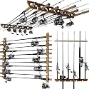 Rush Creek Creations 3 in 1, 11 Fishing Rod/Pole Storage Wall/Ceiling Rack