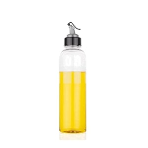plastic oil bottle with airtight dispenser lid  bpa free  food graded plastic  crystal clear  transparent  unbreakable  set of 1  1 l