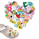 Rushwak 30Pcs Clog Charms High Quilaty Clogs Charms for Clogs Accessories Assorted Cute Cartoon Charm for Clogs Sticker Button for Girls Boys Women Men Rubber Decoration Slippers Shoe Clog Charm