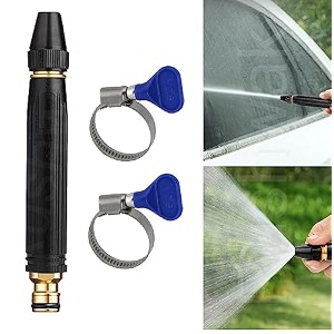 rushwak water spray gun for car wash bike washing gun for 1234 hose pipe high pressure water gun nozzle adjustable car washer gun brass jet water spray nozzle for garden amp window 10 x 2 cm