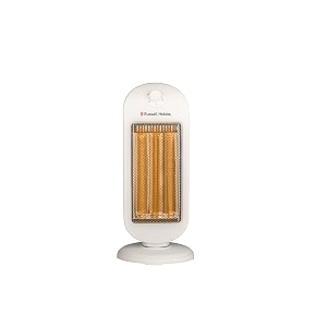 russell hobbs rch1200ne 1200w tower beam carbon room heater  dual carbon tubes custom heat control oscillation safety protection  sleek portable winter heater  white  2 yr warranty