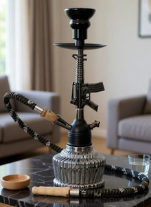 smock strech ak-47 gun shaped premium glass base hookah 16 inch glass hookah
