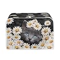 Russian Blue Cat Print 2 Slice Bread Maker Cover Daisy Print Microwave Oven Cover Bakeware Protector Anti Fingerprint Protective Covers for Kitchen