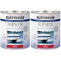 Rust-Oleum, Bright Red 207004 Marine Coatings Topside Paint, Quart, 32 Fl Oz (Pack of 2), 11