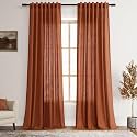 Rust Semi Sheer Linen Curtains 90 inch