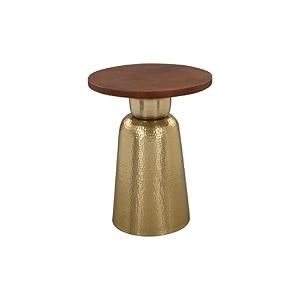 rust and shine iron side nesting table - golden finish pack of 2  wooden top side coffee tables for home living room and office decor  elegant golden frame amp sturdy construction