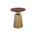 Rust and Shine Iron Side Table | Gold Finish with Brown Wooden Top Tea Tables –21” | Modern Side Table for Living Room Bedroom &amp; Office | Durable Bedside Coffee Table Home Decoration for Living Room