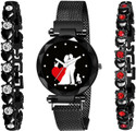 RUSTET Love Collection Magnet Strap Red Couple Dial Girls Women All Magnetic Chain Analog Watch  - For Girls
