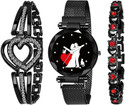 RUSTET Love Collection Magnet Strap Red Couple Dial Girls Women All Magnetic Chain Analog Watch  - For Girls