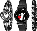 RUSTET Love Collection Magnet Strap Red Couple Dial Girls Women All Magnetic Chain Analog Watch  - For Girls