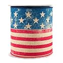 Rustic American Flag Patriotic Ribbon - 4" x 10 Yards, 4th of July, USA 250th Anniversary, Tea Stained, Wired Ribbon, Wreaths, Election, Crafts, Decorations, Veterans Day, 1776, Rally, Labor Day