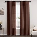 Rustic Brown Linen Curtains 84 Inch Length
