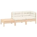 3-Piece Modular Outdoor Lounge Set with Cream Cushions, Solid Pinewood Patio Sofa Corner Set for Garden Balcony, Weather-Resistant and Easy Maintenance Furniture