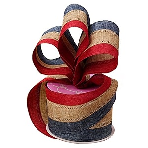 rustic patriotic burlap striped ribbon - 2 1234 x 10 yards labor day