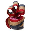 Rustic Patriotic Burlap Striped Ribbon - 2 1/2" x 10 Yards, Labor Day