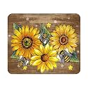 Rustic Wood Sunflower Mouse Pad 9.5x7.9 Inch with Anti-Slip Rubber Base