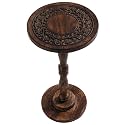 Rustic Wooden End Table 12x22 Handcrafted Carved Accent Nightstand