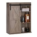 RUSTOWN Farmhouse Bathroom Wall Cabinet with Sliding Barn Door