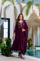 RUTABO Embroidered Anarkali Kurta Bottom Dupatta