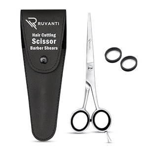 ruvanti professional hair cutting scissors - sharp blades hair shearsbarber scissorsmustache scissors - j2 stainless steel hair scissors - 6534- haircuthairdresser scissors for kids men and women