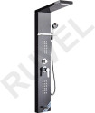 RUVEL Shower Panel - Reyn With 5 Water Functions Top Rainfall Water Outlet, Waterfall Outlet, (black Glossy) (Stainless Steel)