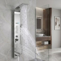RUVEL Shower Panel - Wavera With 5 Water Function Hand Shower, Massage Jet, Tub Spout, Rainfall Water Outlet, Waterfall Outlet (Stainless Steel)