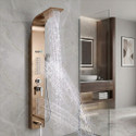 RUVEL Shower Panel - Wavera With 5 Water Function Hand Shower, Massage Jet, Tub Spout, Waterfall Outlet, Rainfall Water Outlet (Stainless Steel)