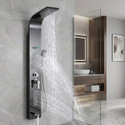 RUVEL Shower Panel - Wavera With 5 Water Function Hand Shower, Massage Jet, Tub Spout, Waterfall Outlet, Rainfall Water Outlet (Stainless Steel)