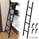 Black Bunk Bed Ladder 50 inch with 4 Hooks, One Piece Steel Structure
