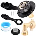 RV City Water Inlet with Check Valve, 3/4 NH Female to 1/2 NPT Male Thread Fresh Water Inlet Replacement, City Water Fill Inlet Connection with Dust Plug for RV Camper Motorhome Trailer Marine