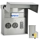 RV Electrical Panel with Breaker, Temporary Power RV Outlet Box with 20 30 50 Amp Receptacle, Weatherproof RV Electrical Power Outlet Power for Hookup Camper Travel Trailer Motorhome