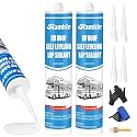 RV Roof Sealant, Self-Leveling Lap Sealant White, RV Caulking for Roofing, Maintenance, Camper & Trailer Roof Leak Repair, 2 Pack