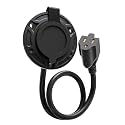 RV Shore Power Inlet Charger Plug,15A AC Port Plug 125V Power Inlet Socket Waterproof RV Electrical Outlet Receptacle Box with 16-Inch Integrated Outdoor Extension Cord for RV Power Inlet Trailer Plug