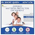RV Short Queen Mattress Protector (60" Wx75 L) Waterproof Zippered Encasement Hypoallergenic Premium Bed Cover Protects Against Bedbugs Dust Allergies