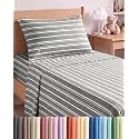 Short Queen Size 4 Piece Bed Sheet Set - RV Short Queen - Grey Stripes